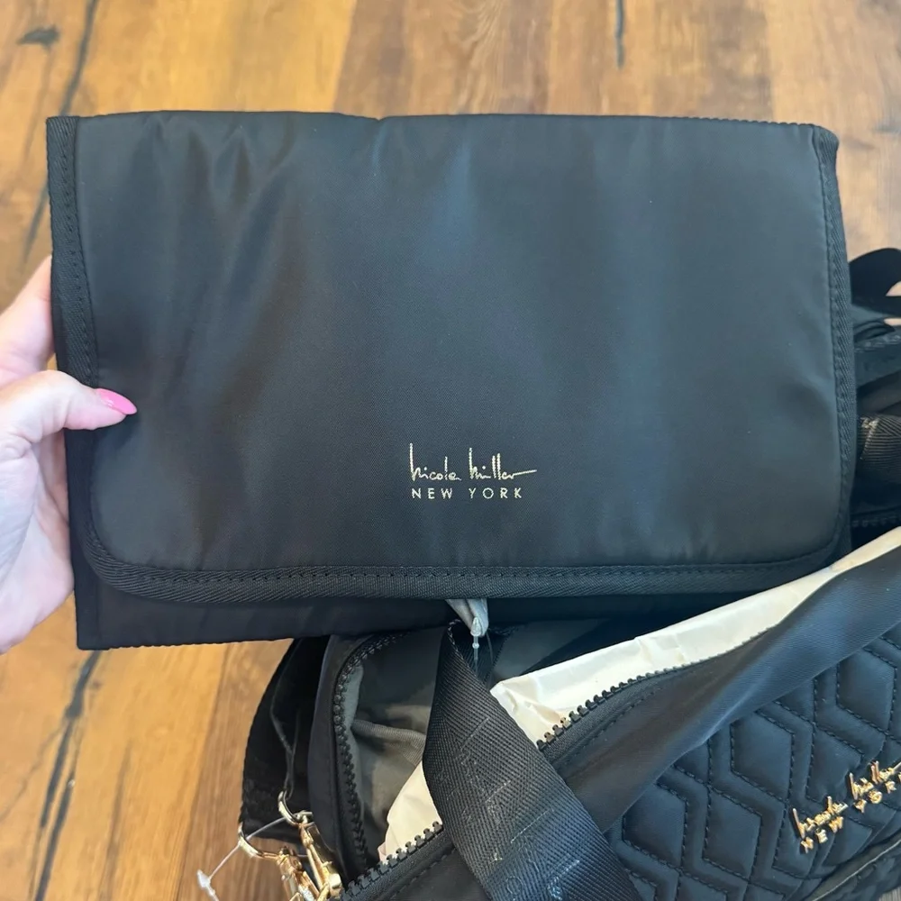 New! Nicole Miller Quilted Black Diaper Duffle Bag